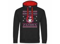 deinshirt Kapuzenpullover Weihnachten muss glitzern Mit Print Motiv Grafik Rosa/Lila/Rot