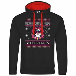 deinshirt Kapuzenpullover Weihnachten muss glitzern Mit Print Motiv Grafik Rosa/Lila/Rot