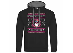 deinshirt Kapuzenpullover Weihnachten muss glitzern Mit Print Motiv Grafik Rosa/Lila