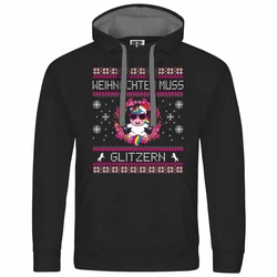 deinshirt Kapuzenpullover Weihnachten muss glitzern Mit Print Motiv Grafik Rosa/Lila