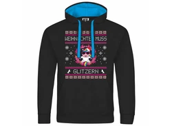 deinshirt Kapuzenpullover Weihnachten muss glitzern Mit Print Motiv Grafik Lila/Rosa