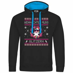 deinshirt Kapuzenpullover Weihnachten muss glitzern Mit Print Motiv Grafik Lila/Rosa