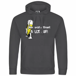 deinshirt Kapuzenpullover Herren Wer nicht mittrinkt fllt auf Mit Print Motiv Schwarz/Beige/Dunkelgrau/Braun/Grau