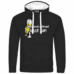 deinshirt Kapuzenpullover Herren Wer nicht mittrinkt fllt auf Mit Print Motiv Schwarz/Weiß/Lila/Rot/Gelb/Beige