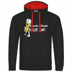 deinshirt Kapuzenpullover Herren Wer nicht mittrinkt fllt auf Mit Print Motiv Schwarz/Rot/Grau/Lila