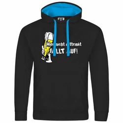 deinshirt Kapuzenpullover Herren Wer nicht mittrinkt fllt auf Mit Print Motiv Schwarz/Rot/Blau