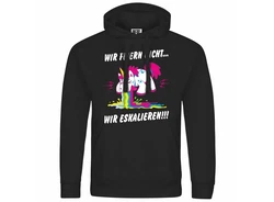 deinshirt Kapuzenpullover Herren Wir feiern nicht WIR ESKALIEREN Einhorn Schwarz/Mischfarben/Hellblau/Lila/Rosa