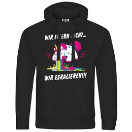Kapuzenpullover Herren Kapuzenpullover Wir feiern nicht WIR ESKALIEREN Einhorn Mit Print Motiv, Grafik