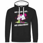 deinshirt Kapuzenpullover Herren Wir feiern nicht WIR ESKALIEREN Einhorn Hellblau/Schwarz/Mischfarben/Lila/Weiß