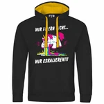 deinshirt Kapuzenpullover Herren Wir feiern nicht WIR ESKALIEREN Einhorn Mischfarben/Schwarz/Hellblau/Lila/Rosa