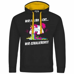 Kapuzenpullover Herren Kapuzenpullover Wir feiern nicht WIR ESKALIEREN Einhorn Mit Print Motiv, Grafik