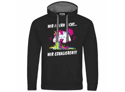 deinshirt Kapuzenpullover Herren Wir feiern nicht WIR ESKALIEREN Einhorn Schwarz/Hellblau/Mischfarben/Lila/Rosa