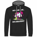 deinshirt Kapuzenpullover Herren Wir feiern nicht WIR ESKALIEREN Einhorn Schwarz/Hellblau/Mischfarben/Lila/Rosa