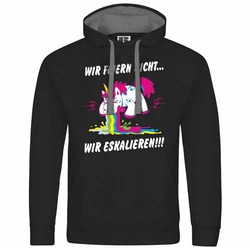 deinshirt Kapuzenpullover Herren Wir feiern nicht WIR ESKALIEREN Einhorn Schwarz/Hellblau/Mischfarben/Lila/Rosa