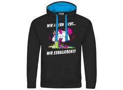 deinshirt Kapuzenpullover Herren Wir feiern nicht WIR ESKALIEREN Einhorn Schwarz/Mischfarben/Hellblau/Blau/Rosa/Lila