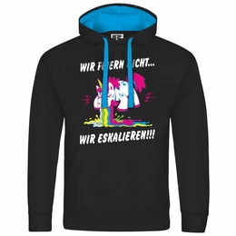 Kapuzenpullover Herren Kapuzenpullover Wir feiern nicht WIR ESKALIEREN Einhorn Mit Print Motiv, Grafik