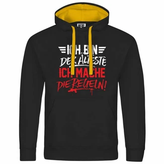 deinshirt Kapuzenpullover Ich bin der älteste ich mache die Regeln Schwarz/Grau deinshirt Kapuzenpullover Ich bin der älteste ich mache die Regeln Schwarz/Grau