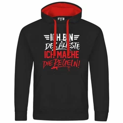 deinshirt Kapuzenpullover Ich bin der älteste ich mache die Regeln Schwarz/Rot