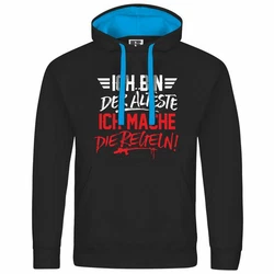 deinshirt Kapuzenpullover Ich bin der älteste ich mache die Regeln Schwarz/Dunkelblau/Blau