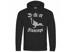 deinshirt Kapuzenpullover Berliner Flamingo Mit Print Motiv Braun/Silber/Lila/Schwarz/Grau