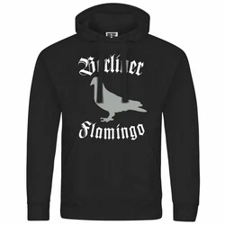 deinshirt Kapuzenpullover Berliner Flamingo Mit Print Motiv Braun/Silber/Lila/Schwarz/Grau