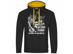deinshirt Kapuzenpullover Ich glaube Ich trink noch eins Schwarz/Gelb/Dunkelblau