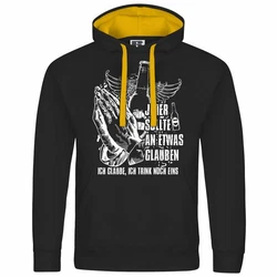 deinshirt Kapuzenpullover Ich glaube Ich trink noch eins Schwarz/Gelb/Dunkelblau