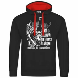 deinshirt Kapuzenpullover Ich glaube Ich trink noch eins Schwarz/Rot