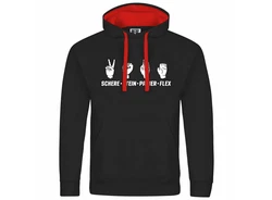 deinshirt Kapuzenpullover Herren Schere Stein Papier FLEX Schwarz/Rot/Dunkelrot