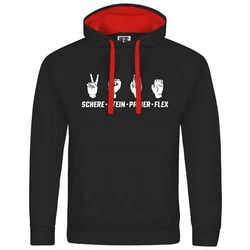 deinshirt Kapuzenpullover Herren Schere Stein Papier FLEX Schwarz/Rot/Dunkelrot