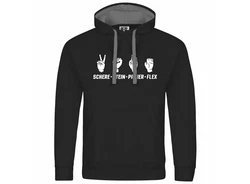 deinshirt Kapuzenpullover Herren Schere Stein Papier FLEX Schwarz