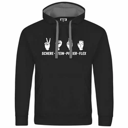 deinshirt Kapuzenpullover Herren Schere Stein Papier FLEX Schwarz