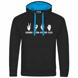 deinshirt Kapuzenpullover Herren Schere Stein Papier FLEX Schwarz/Blau/Hellblau