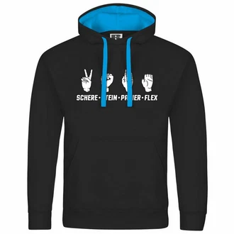 deinshirt Kapuzenpullover Herren Schere Stein Papier FLEX Schwarz/Blau/Hellblau