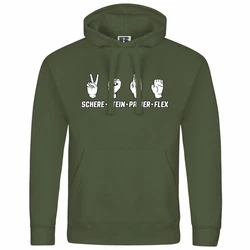 deinshirt Kapuzenpullover Herren Schere Stein Papier FLEX Dunkelgrün/Grün