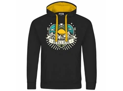 deinshirt Kapuzenpullover Herren Ich Liebe die Berge Schwarz/Creme/Gelb