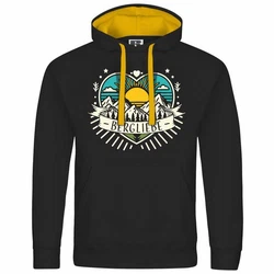 deinshirt Kapuzenpullover Herren Ich Liebe die Berge Schwarz/Creme/Gelb
