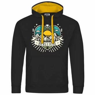 deinshirt Kapuzenpullover Herren Ich Liebe die Berge Schwarz/Creme/Gelb