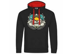 deinshirt Kapuzenpullover Herren Ich Liebe die Berge Rot/Schwarz/Creme