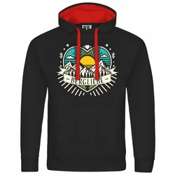 deinshirt Kapuzenpullover Herren Ich Liebe die Berge Rot/Schwarz/Creme