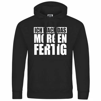 deinshirt Kapuzenpullover Ich mach das Morgen fertig Schwarz/Grau/Hellblau