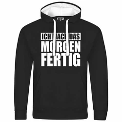 deinshirt Kapuzenpullover Ich mach das Morgen fertig Schwarz/Grau/Hellblau
