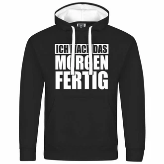 deinshirt Kapuzenpullover Ich mach das Morgen fertig Schwarz/Grau/Hellblau
