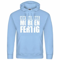 deinshirt Kapuzenpullover Ich mach das Morgen fertig Blau/Hellblau