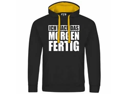 deinshirt Kapuzenpullover Ich mach das Morgen fertig Grau/Schwarz