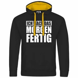 deinshirt Kapuzenpullover Ich mach das Morgen fertig Grau/Schwarz