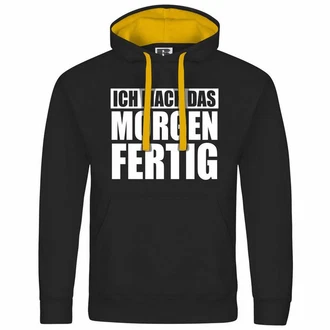 deinshirt Kapuzenpullover Ich mach das Morgen fertig Grau/Schwarz