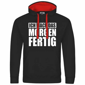 deinshirt Kapuzenpullover Ich mach das Morgen fertig Schwarz/Grau/Rot