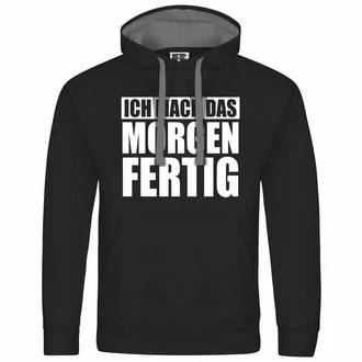 deinshirt Kapuzenpullover Ich mach das Morgen fertig Schwarz/Grau