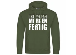 deinshirt Kapuzenpullover Ich mach das Morgen fertig Dunkelgrün/Grün/Grau